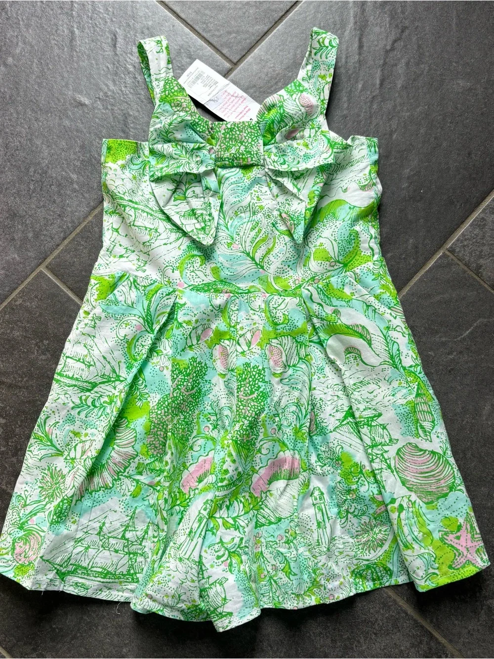 Lilly Pulitzer Janie Jack Green Floral Bow Girls Size 7 Romper